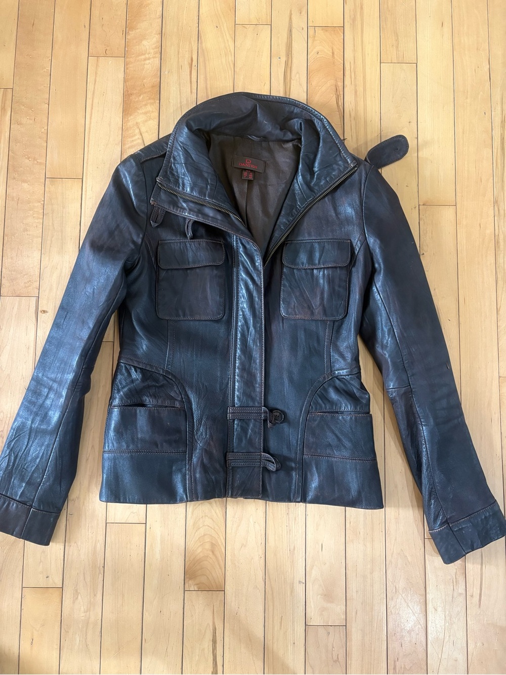 Danier Black Leather Toggle Jacket